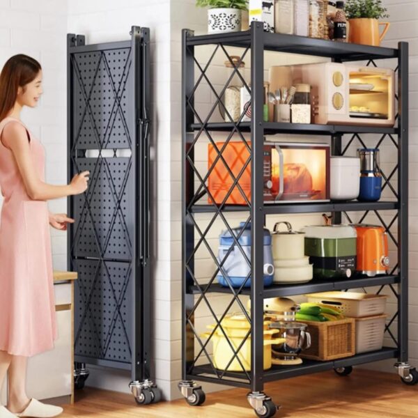 5-Tier Foldable kitchen Rack with wheels